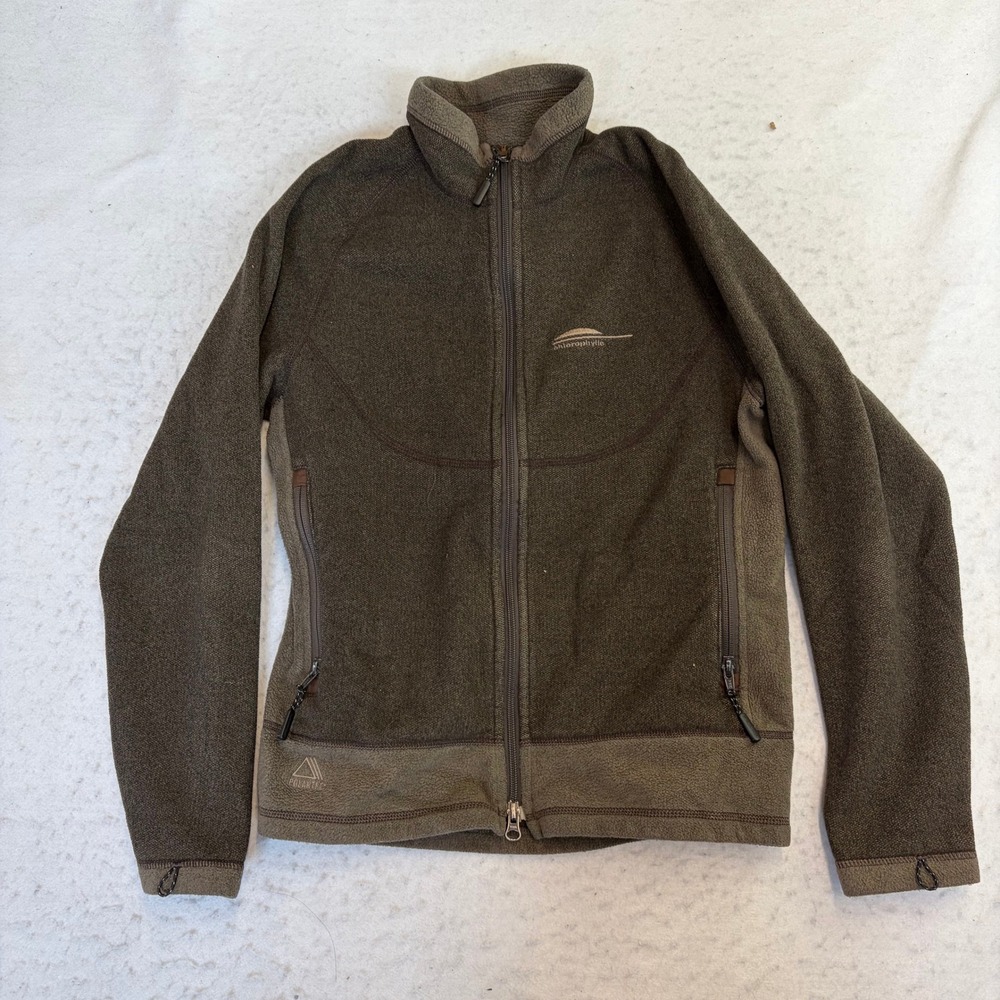 Chlorophylle Fleece Jacket Mens Medium Brown Polartec Full Zip Mock Neck